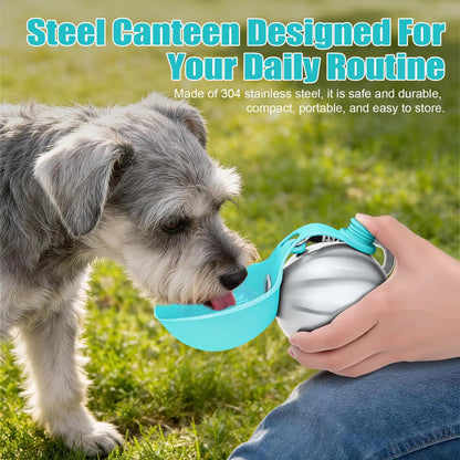 Lumikata 2-in-1 Portable Dog Water Bottle and Bowl - 10oz Stainless Steel Leak-Proof Tumbler for Outdoor Activities