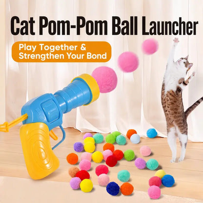 Interactive Cat Toy Launcher Set - Includes 1 Launcher and 30 Plush Balls, Battery-Free Design, Durable for Indoor Exercise and Boredom Relief, Perfect Gift for Kittens and Adult Cats