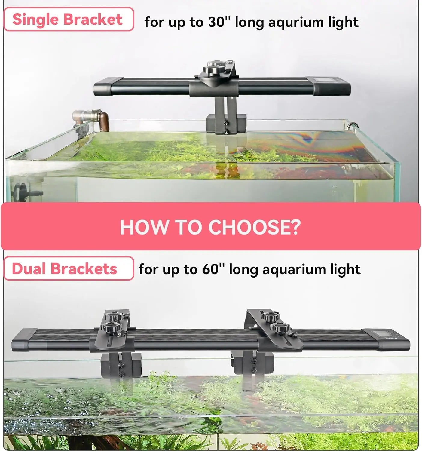 Hygger Universal Aquarium Light Riser - Adjustable Arm Mounting Bracket with Corrosion-Resistant Aluminum Support
