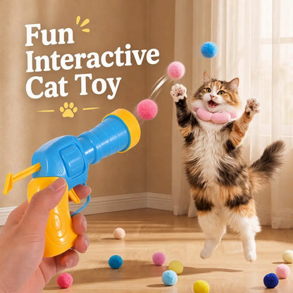 Interactive Cat Toy Launcher Set - Includes 1 Launcher and 30 Plush Balls, Battery-Free Design, Durable for Indoor Exercise and Boredom Relief, Perfect Gift for Kittens and Adult Cats