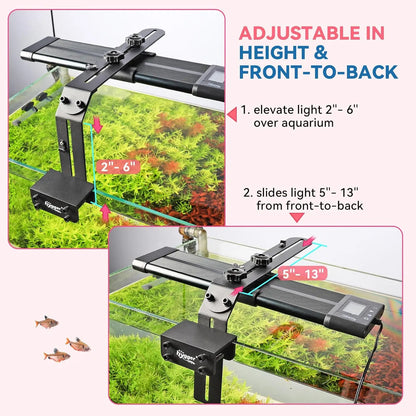 Hygger Universal Aquarium Light Riser - Adjustable Arm Mounting Bracket with Corrosion-Resistant Aluminum Support