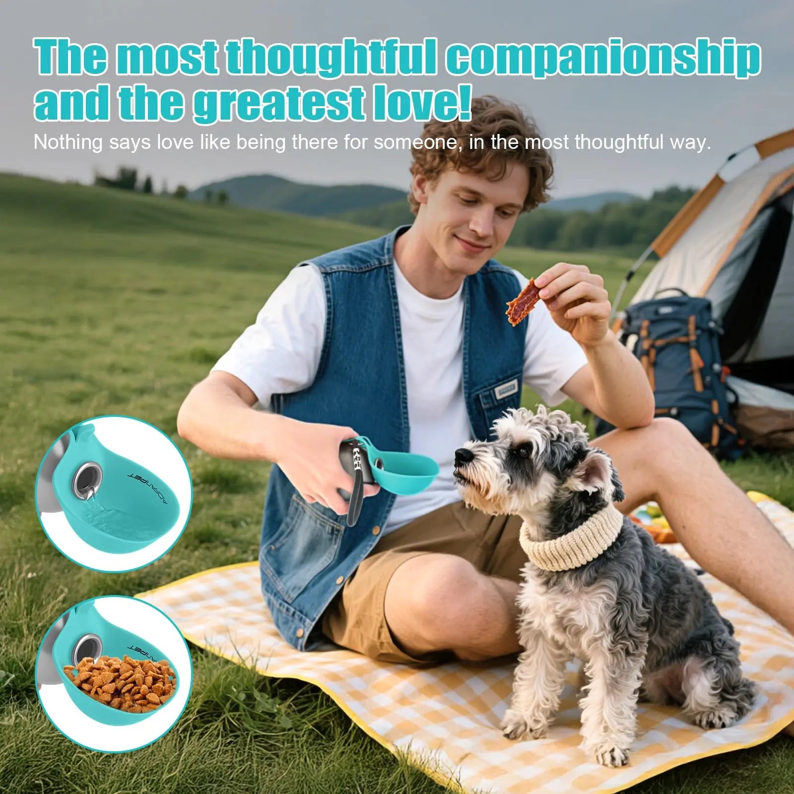 Lumikata 2-in-1 Portable Dog Water Bottle and Bowl - 10oz Stainless Steel Leak-Proof Tumbler for Outdoor Activities